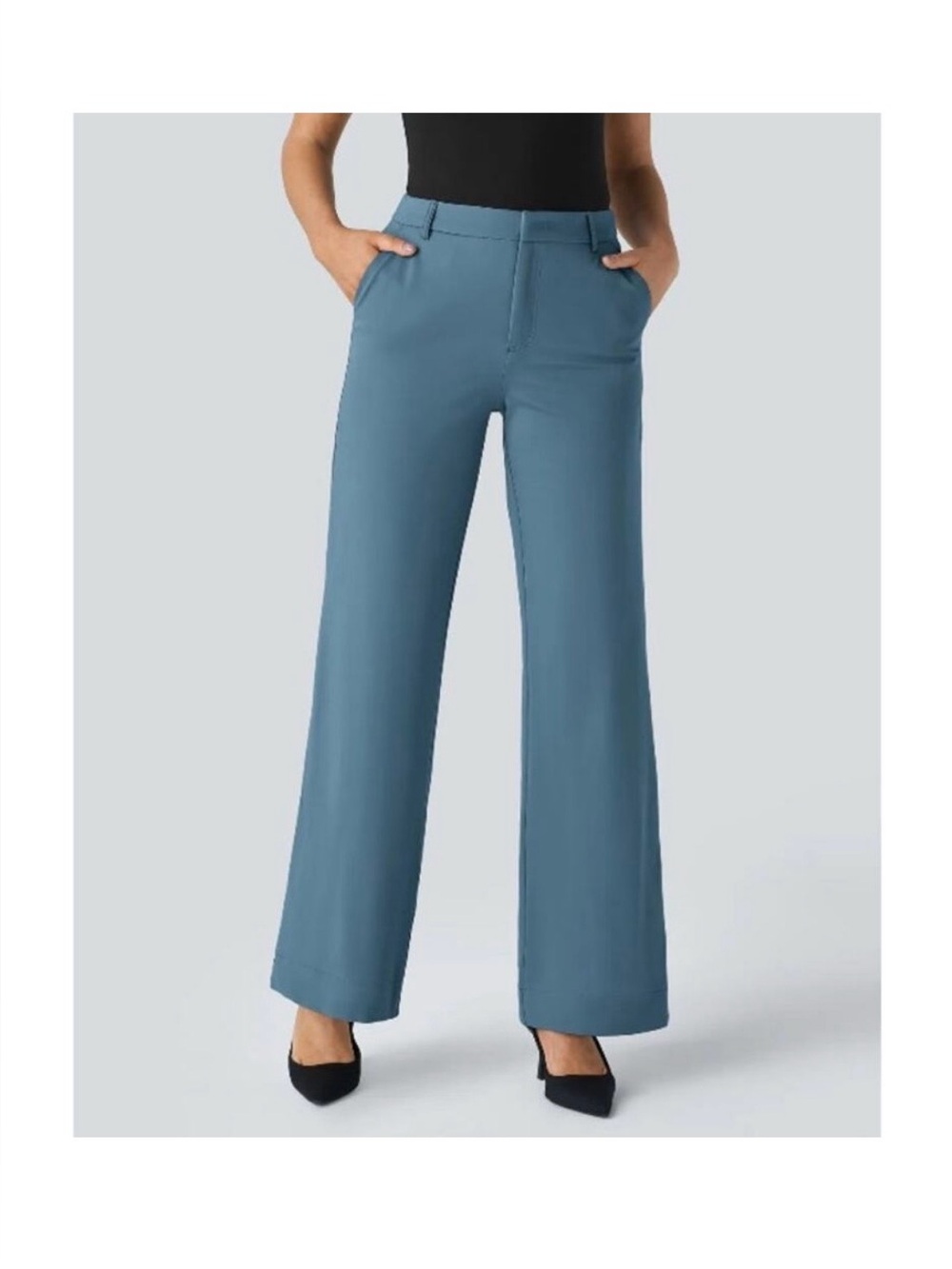 HALARA Wide Leg Pants in Slate Blue